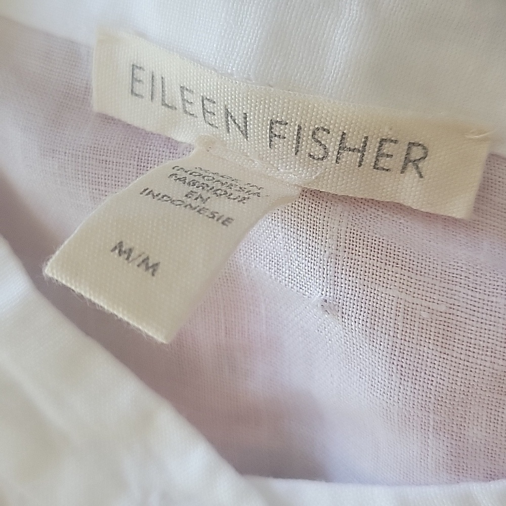 Eileen Fisher Organic Handkerchief Linen Mandarin Collar Shirt - Picture 9 of 15